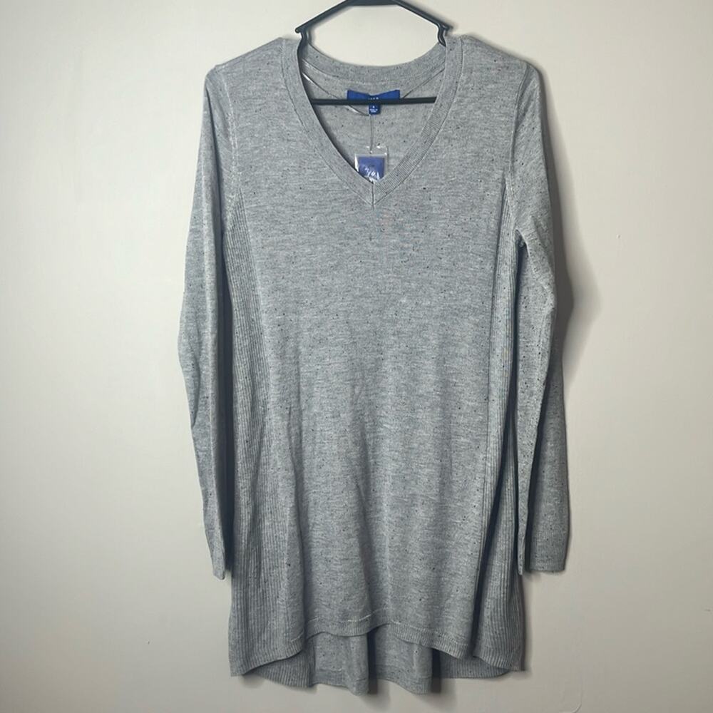 Apt. 9 Grey Vneck Tunic Sweater Small